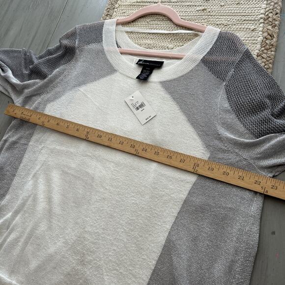 NWT Lane Bryant White Silver Metallic Open Back Loose Knit Sweater Sz 14 16 - Picture 5 of 7